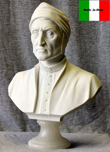 Dante Alighieri Bust Poet Sculptual Portrait Statue Historical